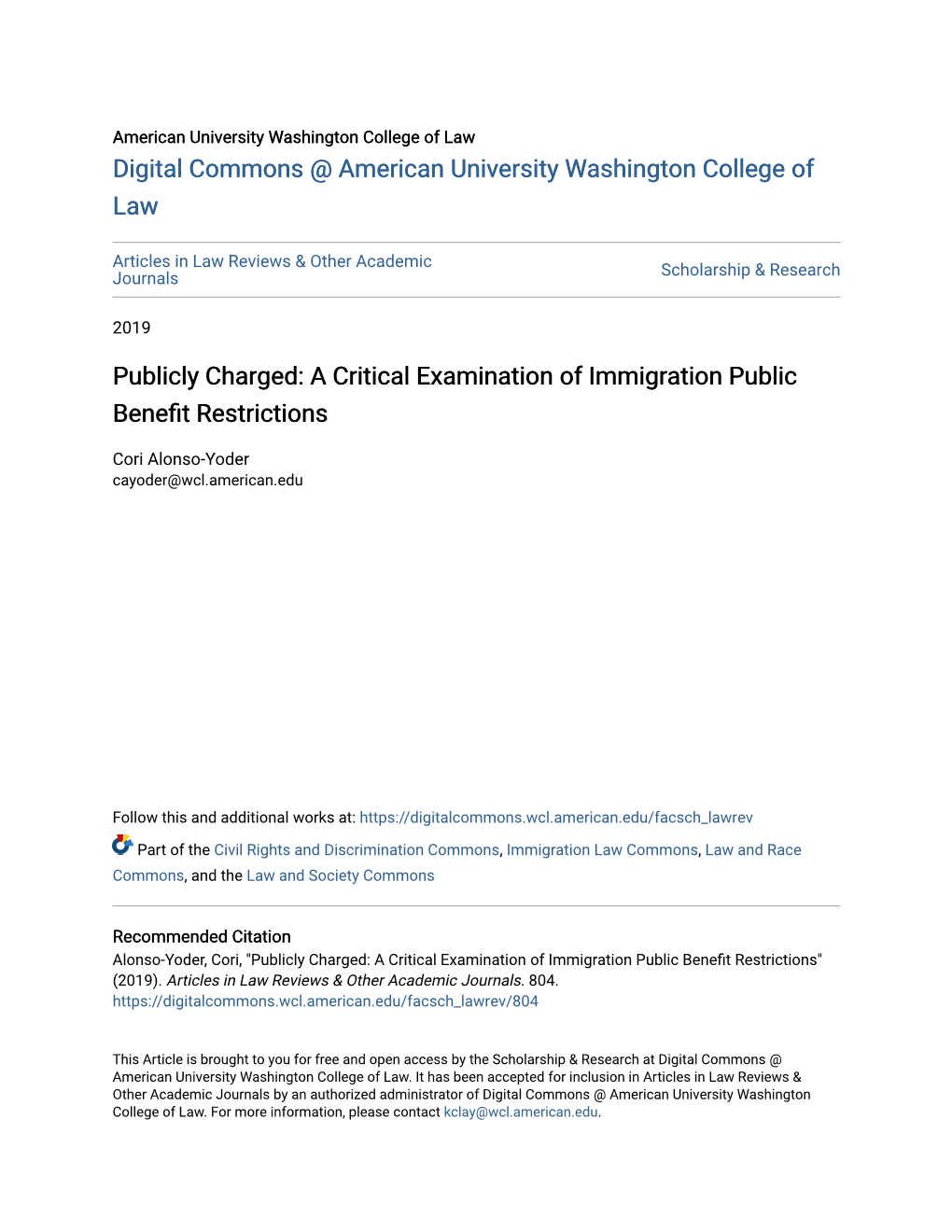 A Critical Examination of Immigration Public Benefit Restrictions
