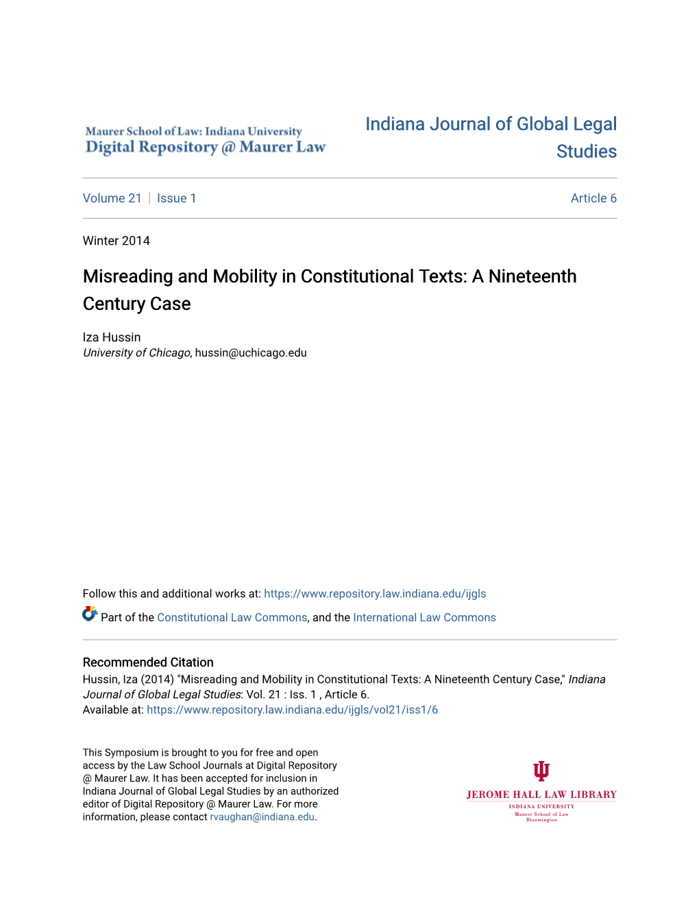Misreading and Mobility in Constitutional Texts: a Nineteenth Century Case