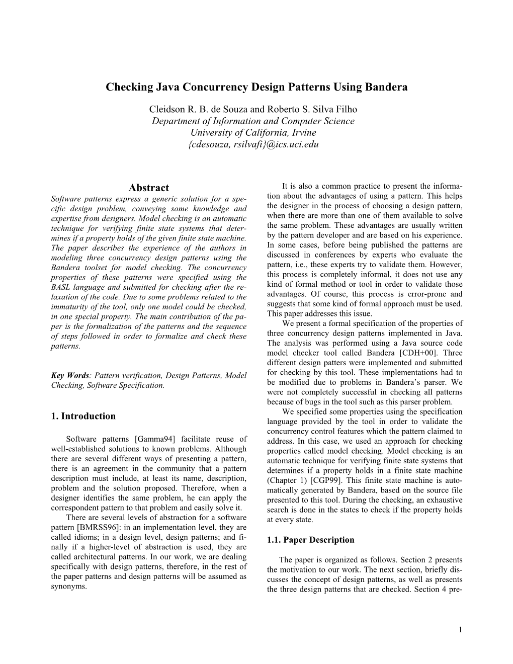 Checking Java Concurrency Design Patterns Using Bandera