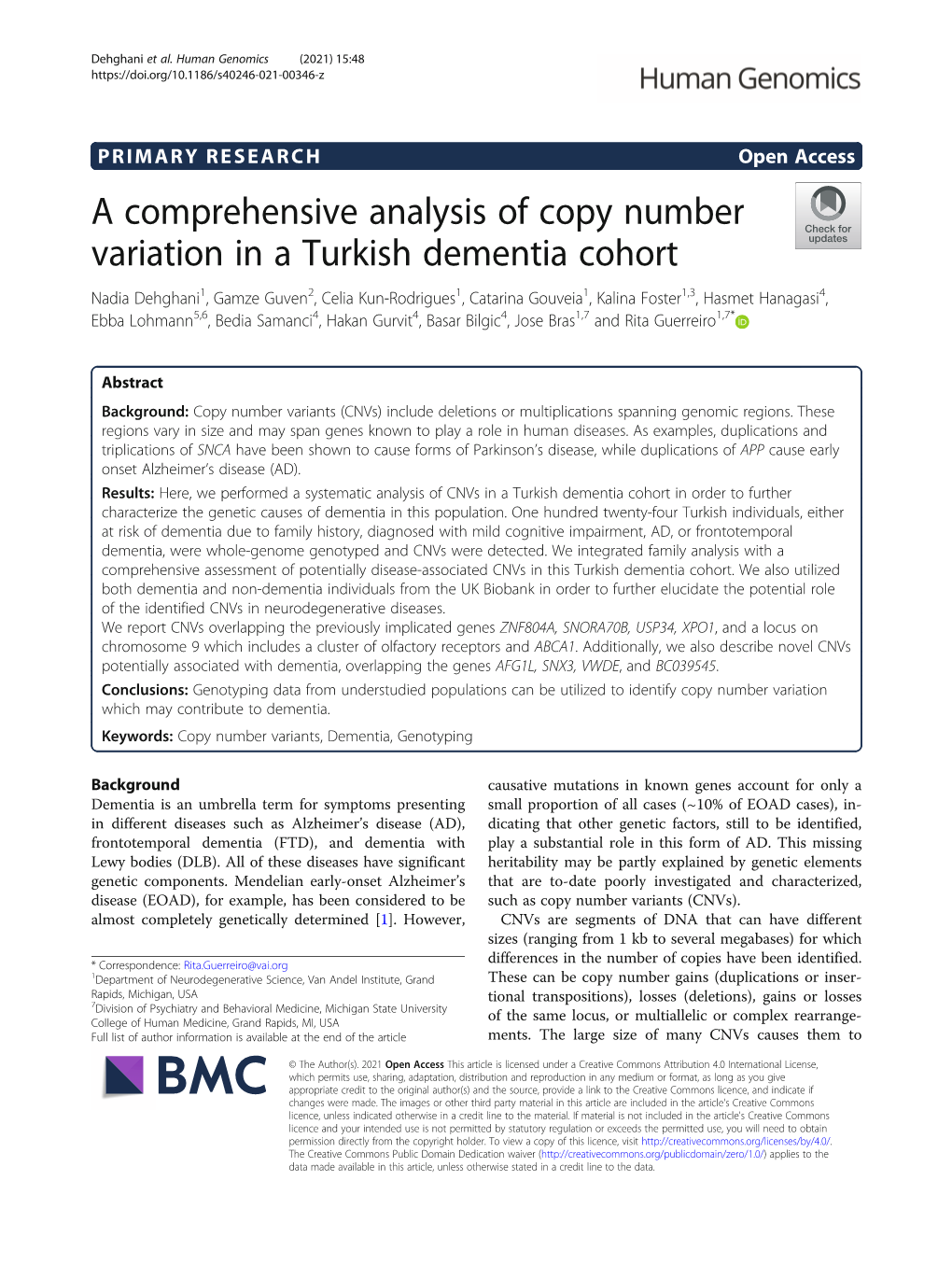 A Comprehensive Analysis of Copy Number Variation in a Turkish