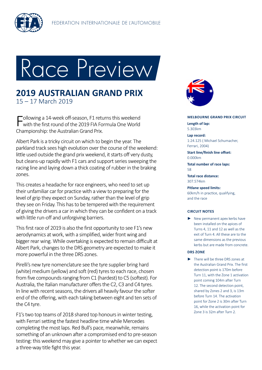 2019 AUSTRALIAN GRAND PRIX 15 – 17 March 2019