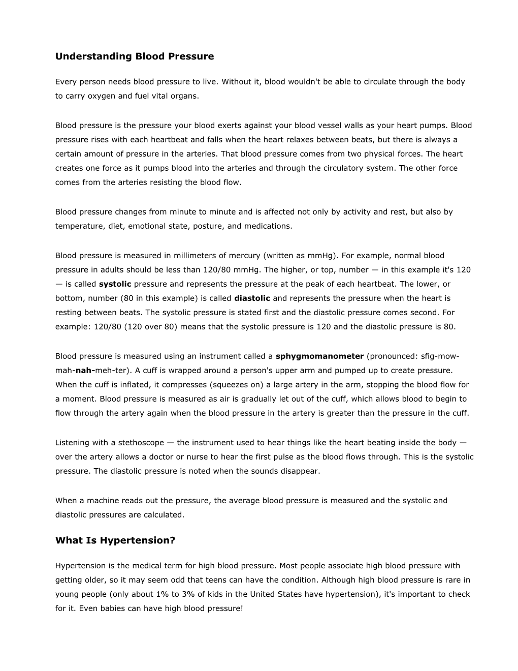 Worksheet Blood Pressure