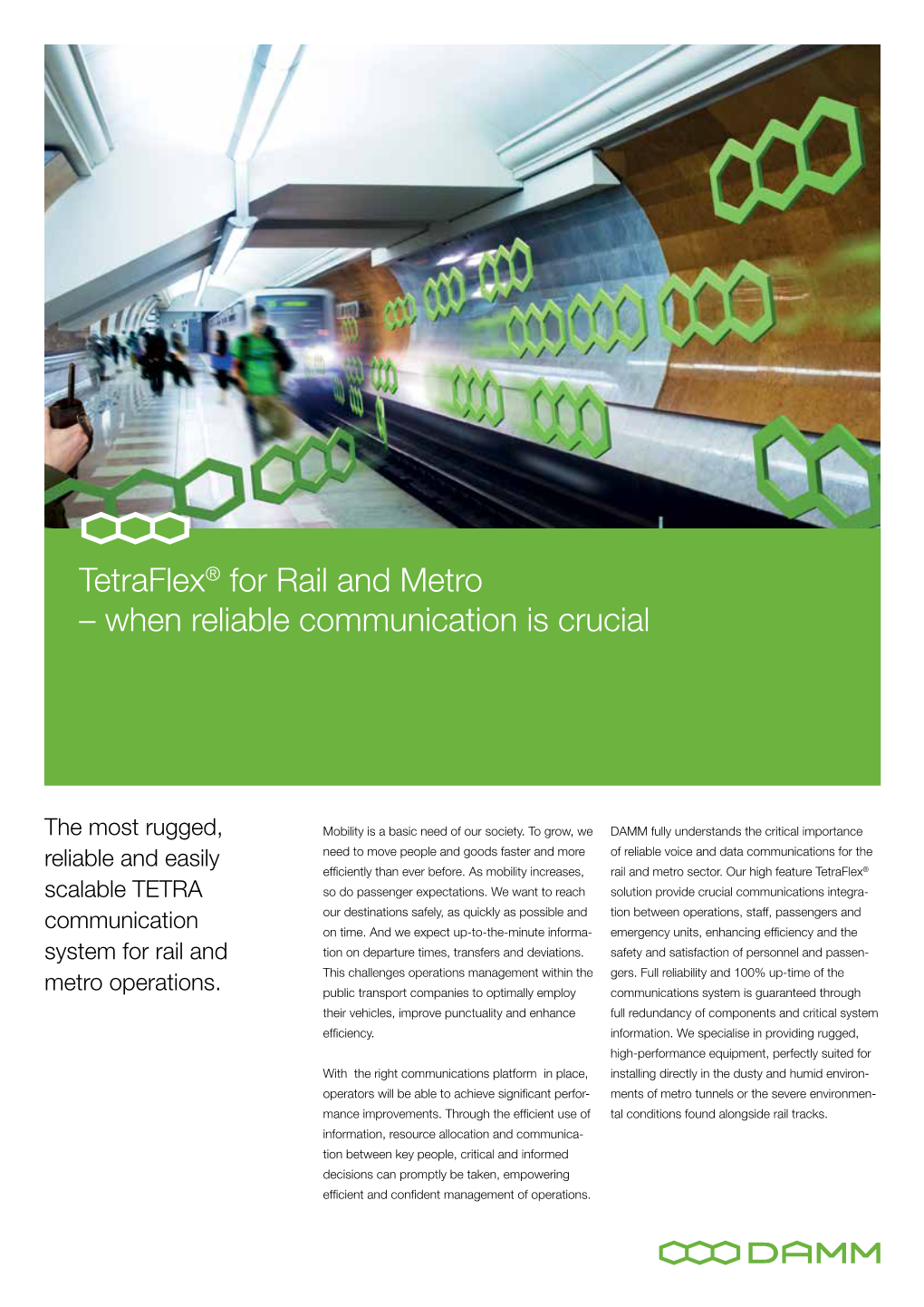 Tetraflex® for Rail and Metro – When Reliable Communication Is Crucial