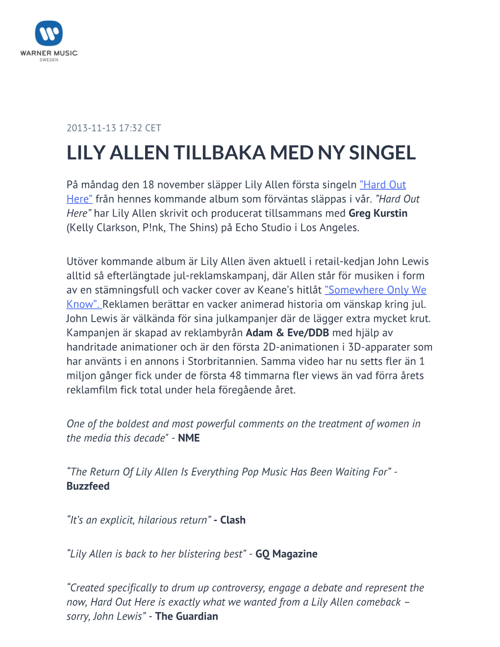 Lily Allen Tillbaka Med Ny Singel