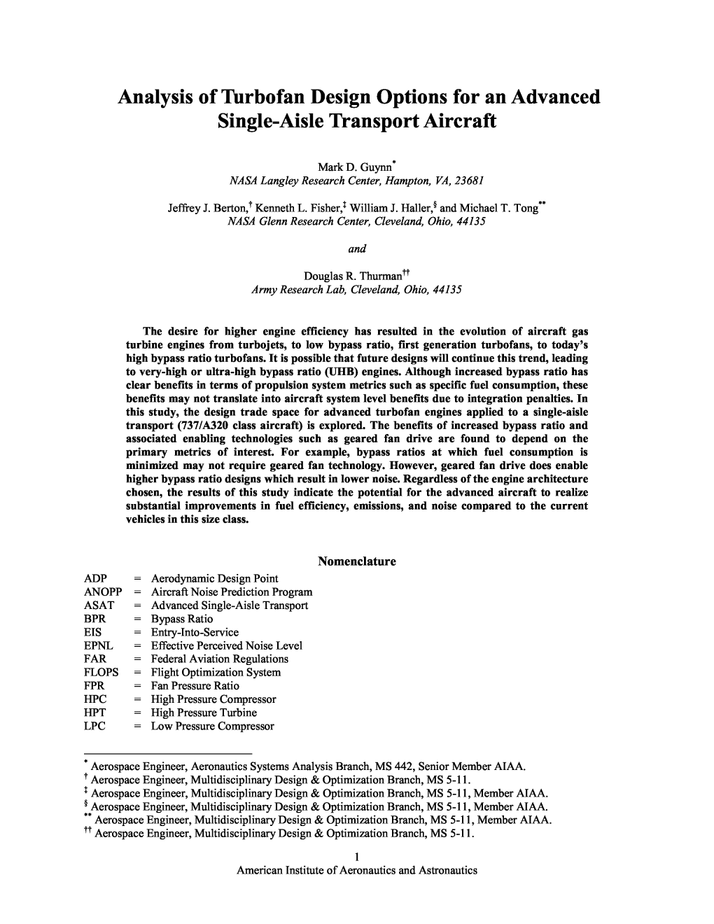 Analysis of Turbofan Design Options for an Advanced Single-Aisle Transport Aircraft