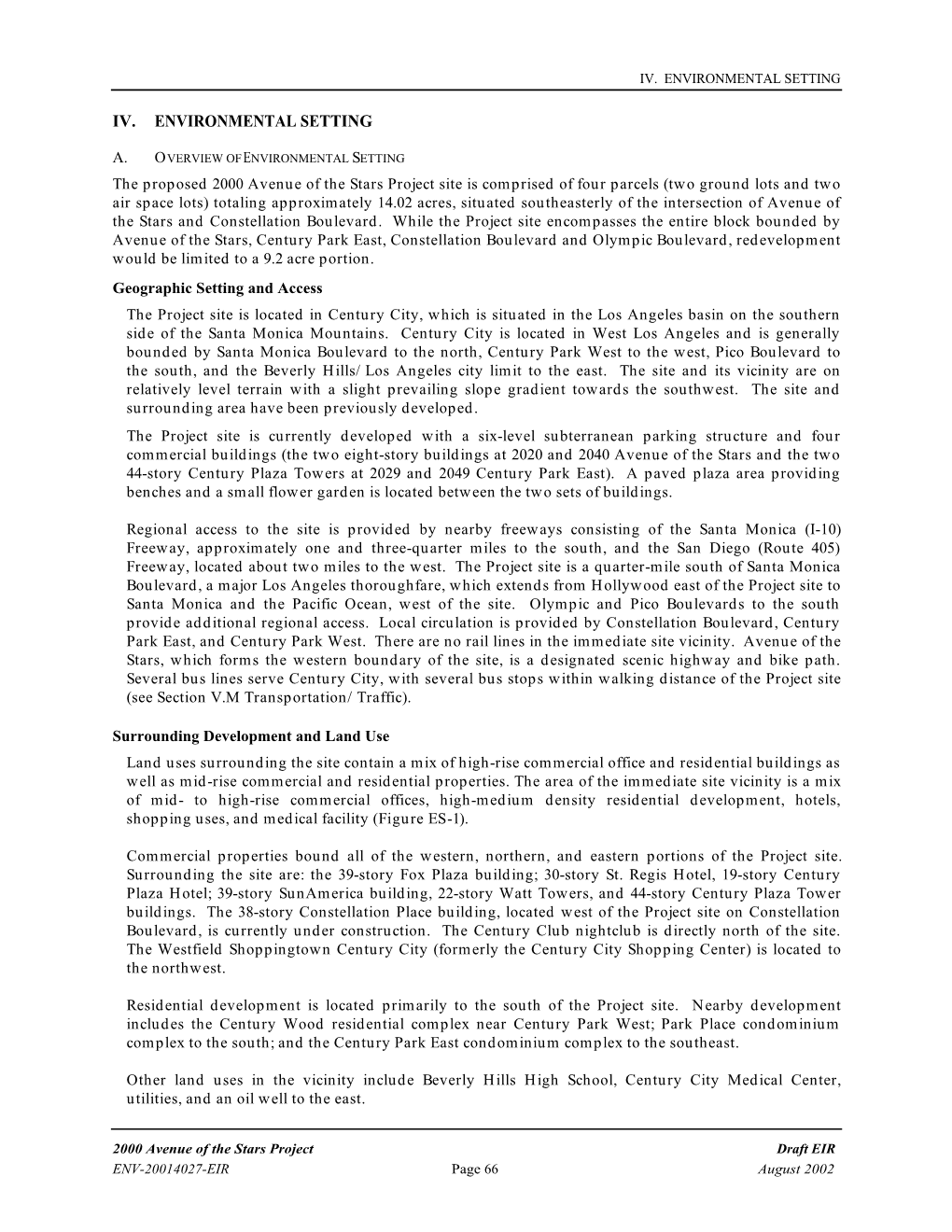 Iv. Environmental Setting