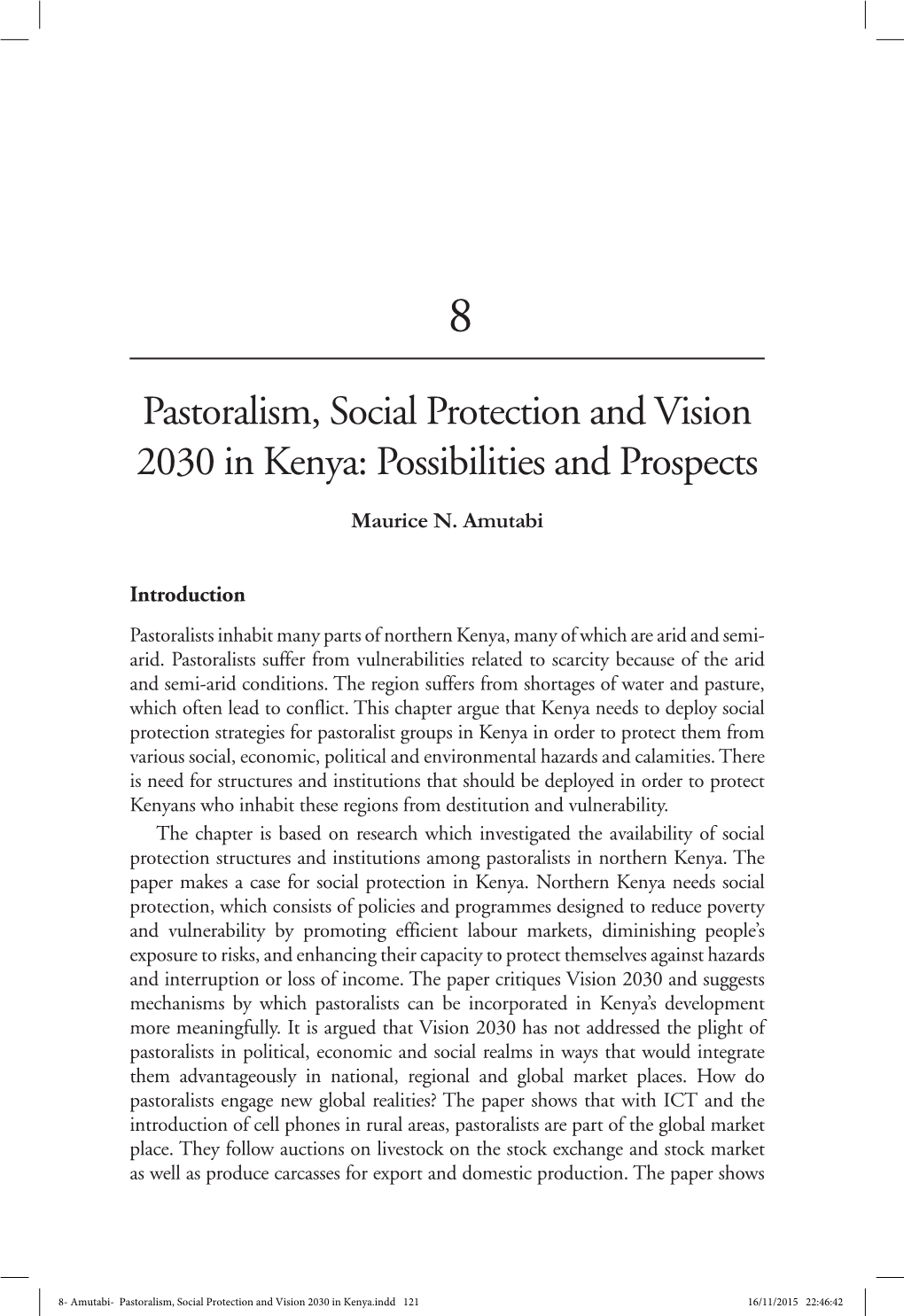 Pastoralism, Social Protection and Vision 2030 in Kenya: Possibilities and Prospects