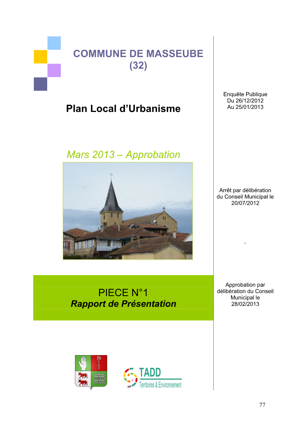 COMMUNE DE MASSEUBE (32) Plan Local D'urbanisme Mars 2013