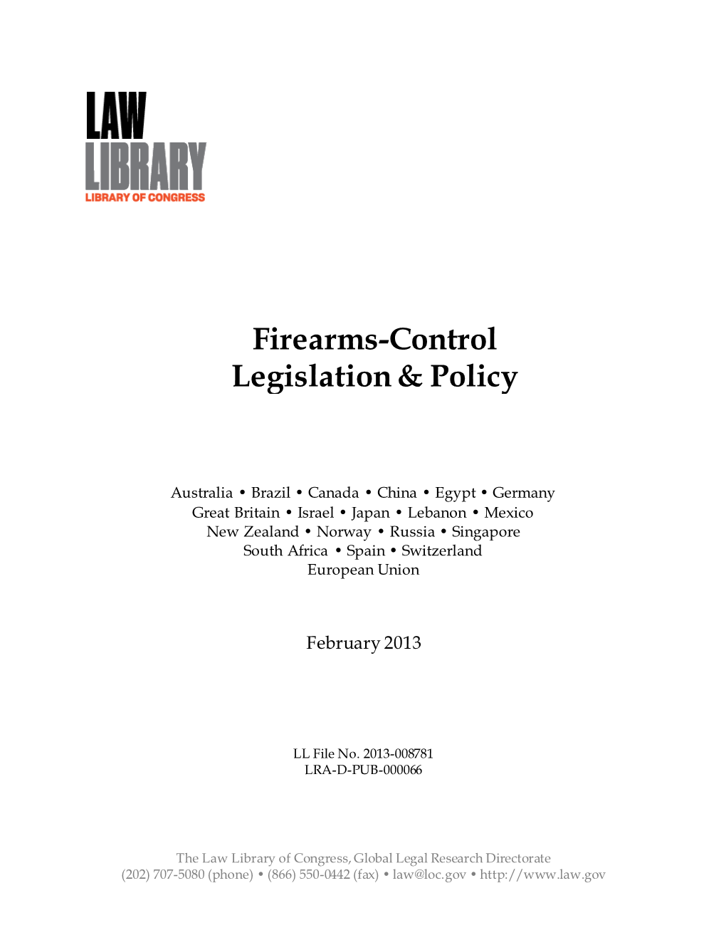 Firearms-Control Legislation & Policy