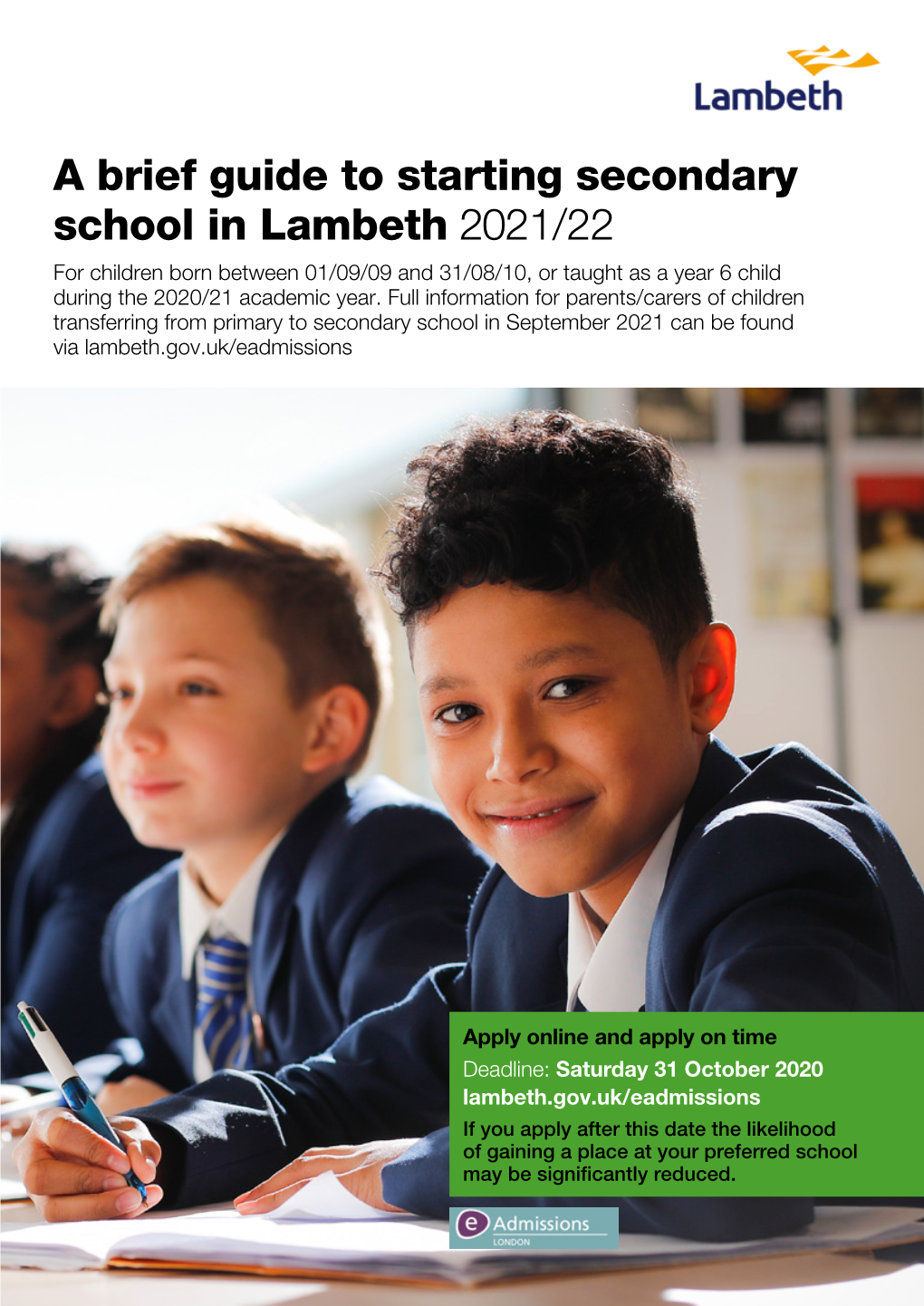 A Brief Guide to Starting Secondary School in Lambeth 2021/22