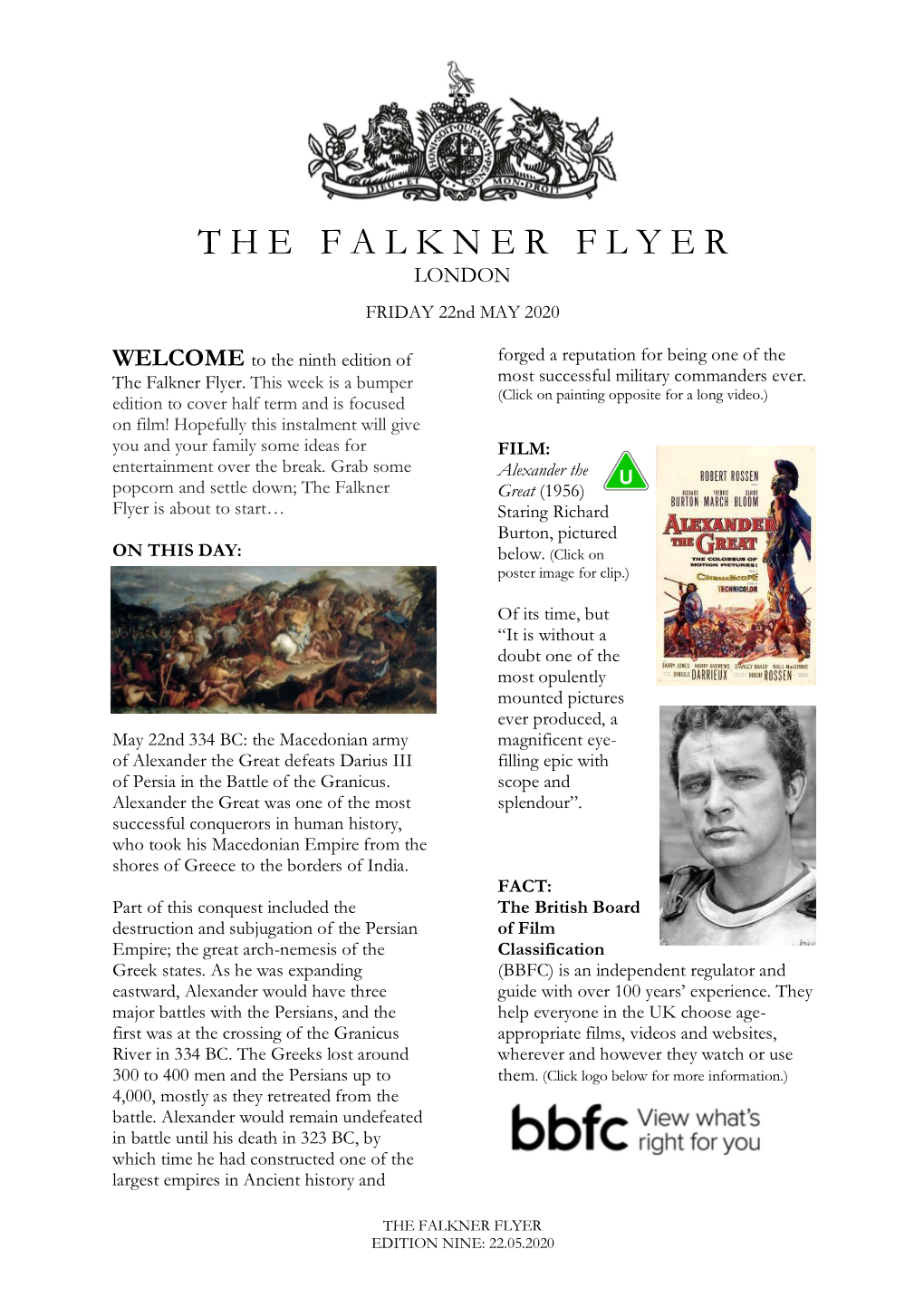 The Falkner Flyer Edition Nine: 22.05.2020