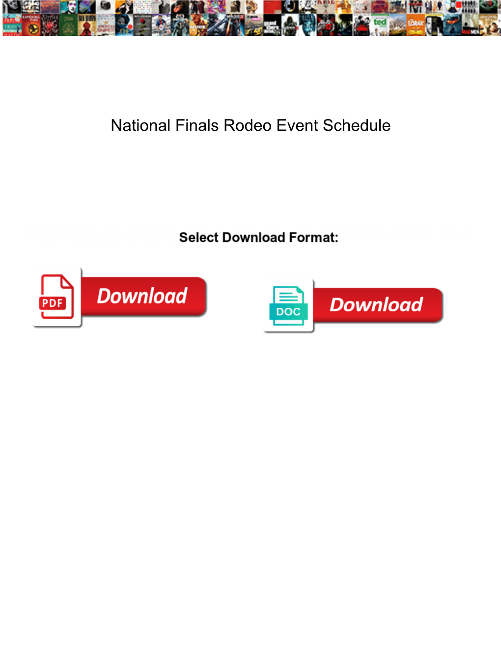 National Finals Rodeo Event Schedule