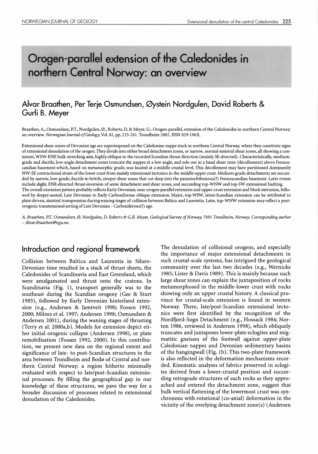 Orogen-Parallel Extension of the Caledonides