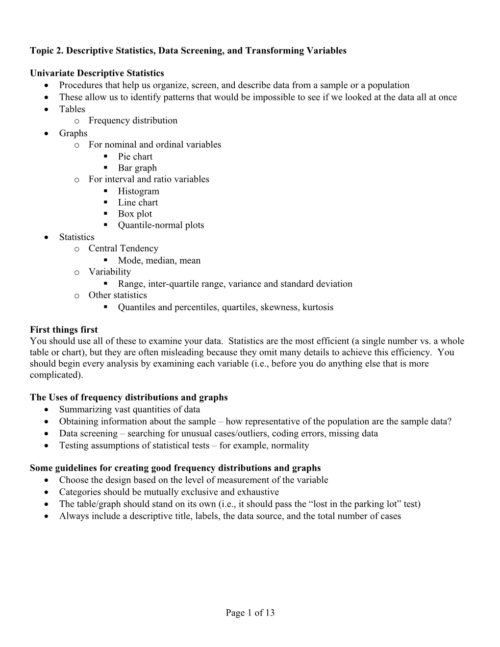 Outline of Levin and Fox, Chapter 1 (2003)