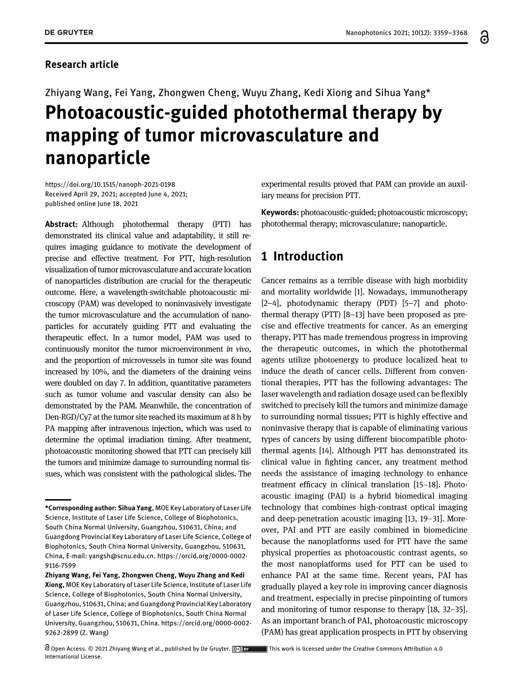 Photoacoustic-Guided Photothermal Therapy by Mapping of Tumor