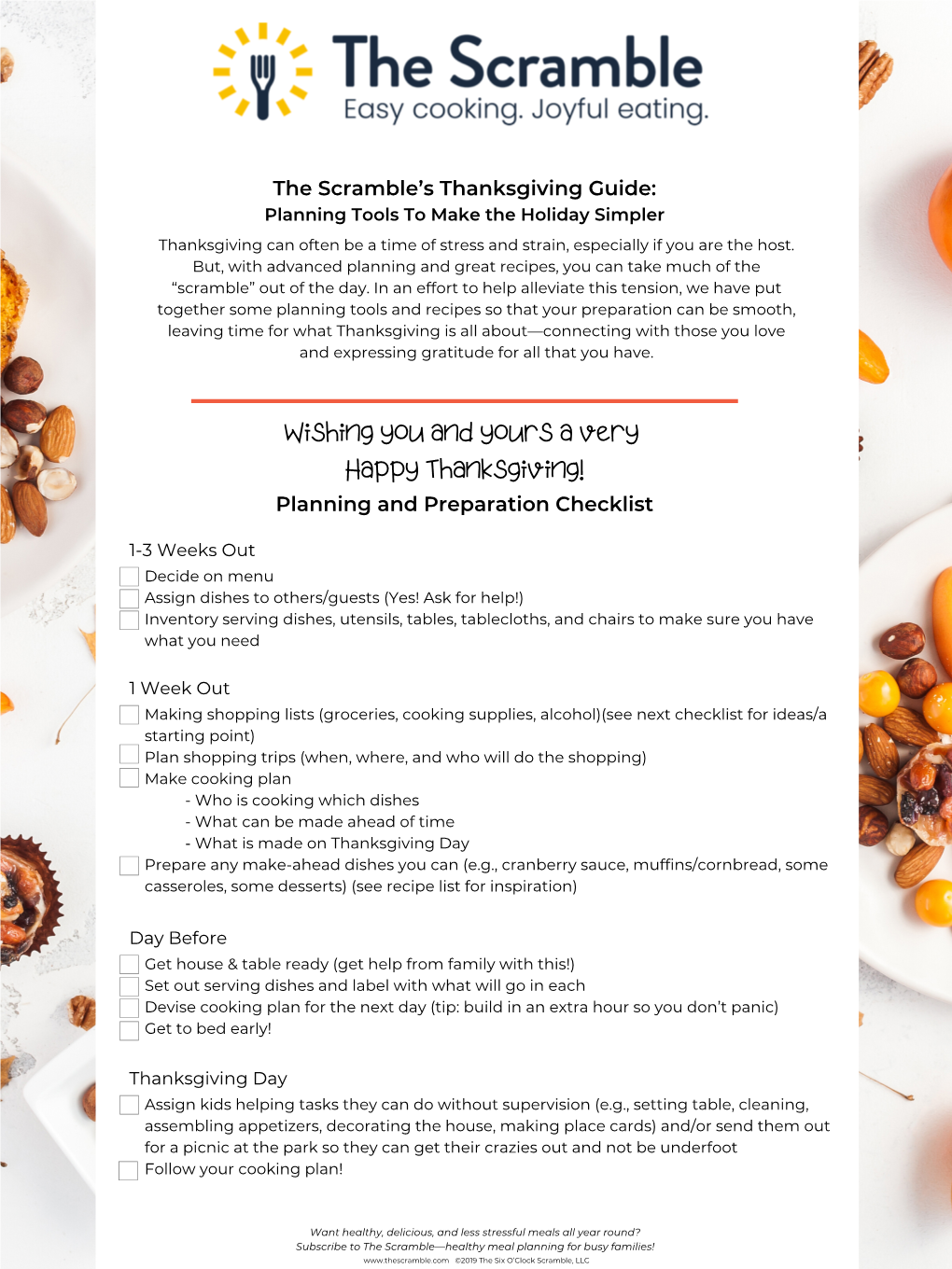 The Scramble's Thanksgiving Checklists Planning Tools So You'll