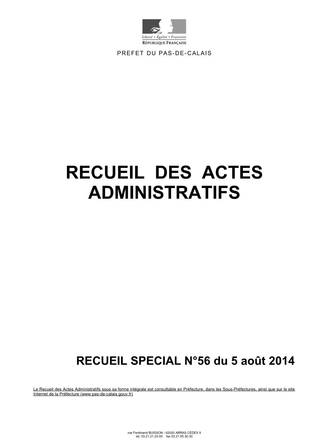 RECUEIL SPECIAL N°56 Du 5 Août 2014