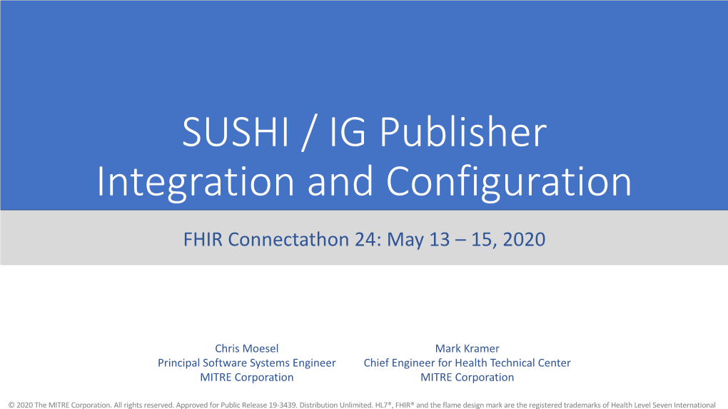 SUSHI / IG Publisher Integration and Configuration