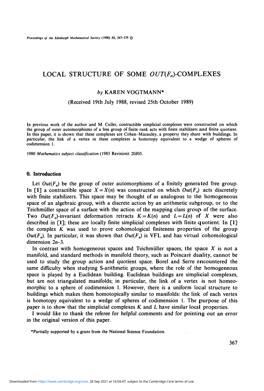 Local Structure of Some Out( Fn)-Complexes