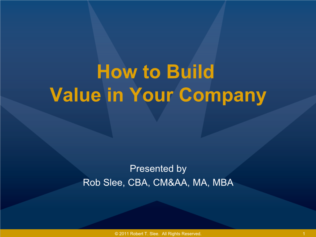 How to Build Value in Your Company