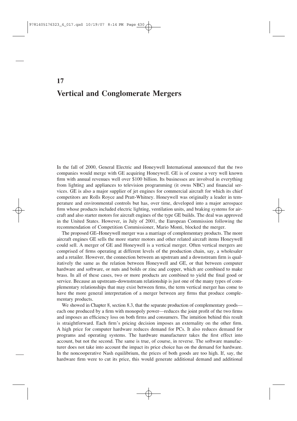 Vertical and Conglomerate Mergers