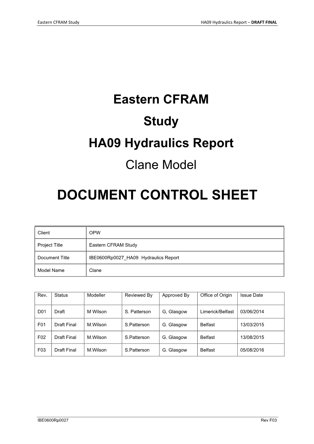 Eastern CFRAM Study HA09 Hydraulics Report Clane Model