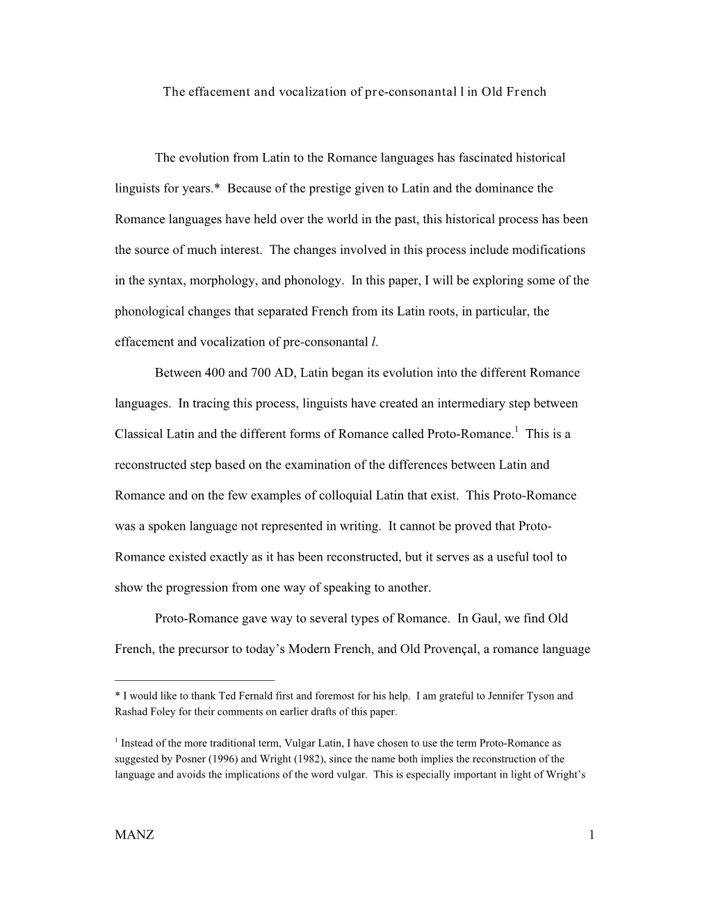 The Effacement and Vocalization of Pre-Consonantal L in Old French