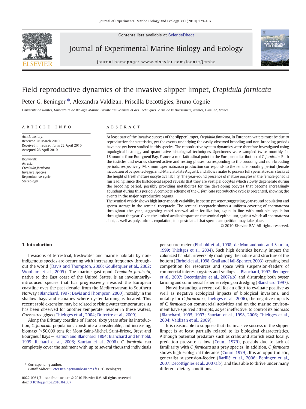 Field Reproductive Dynamics of the Invasive Slipper Limpet, Crepidula Fornicata