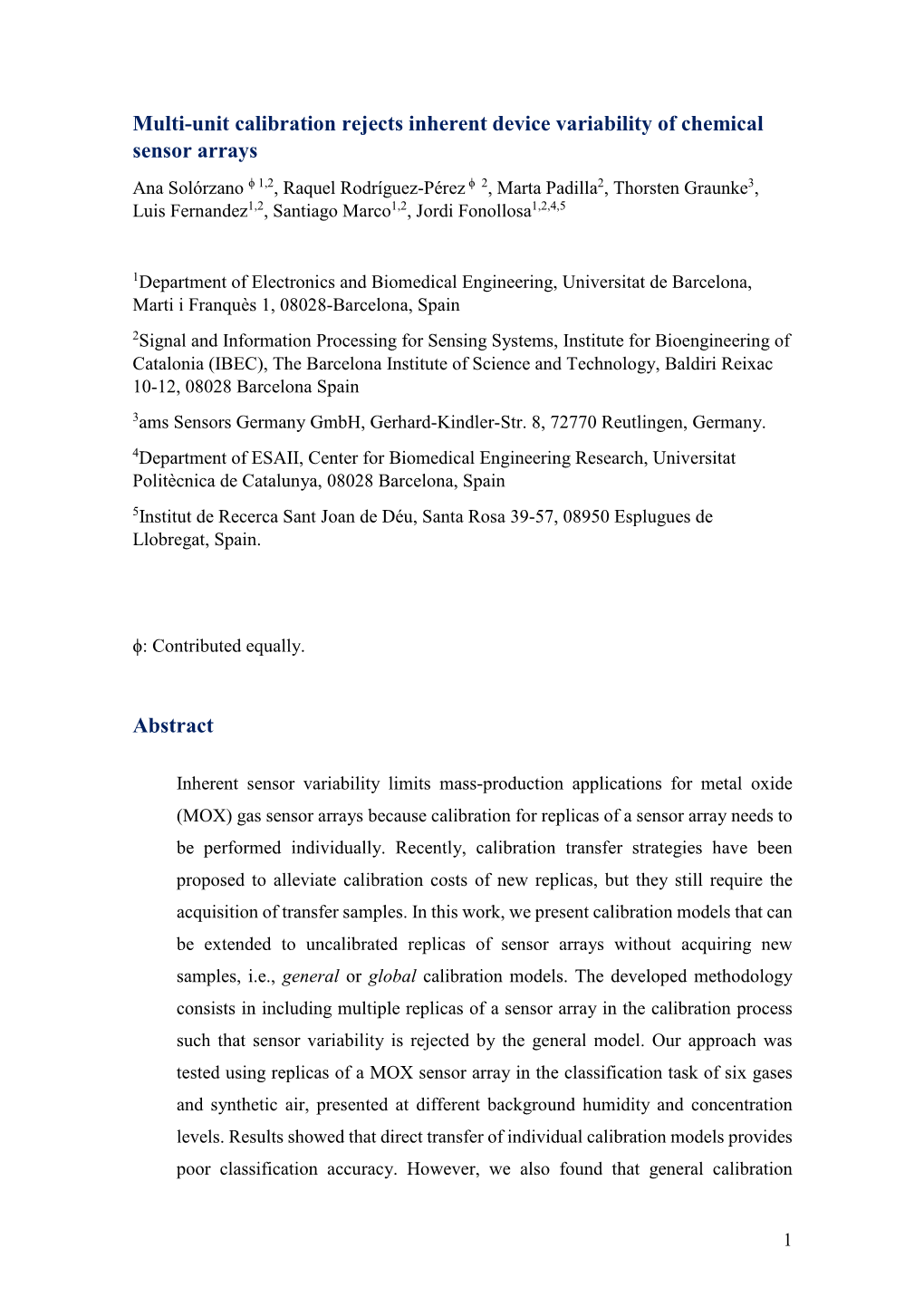 Multi-Unit Calibration Rejects Inherent Device Variability of Chemical