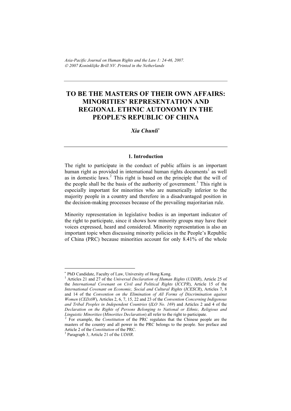 Minorities' Representation and Regional Ethnic