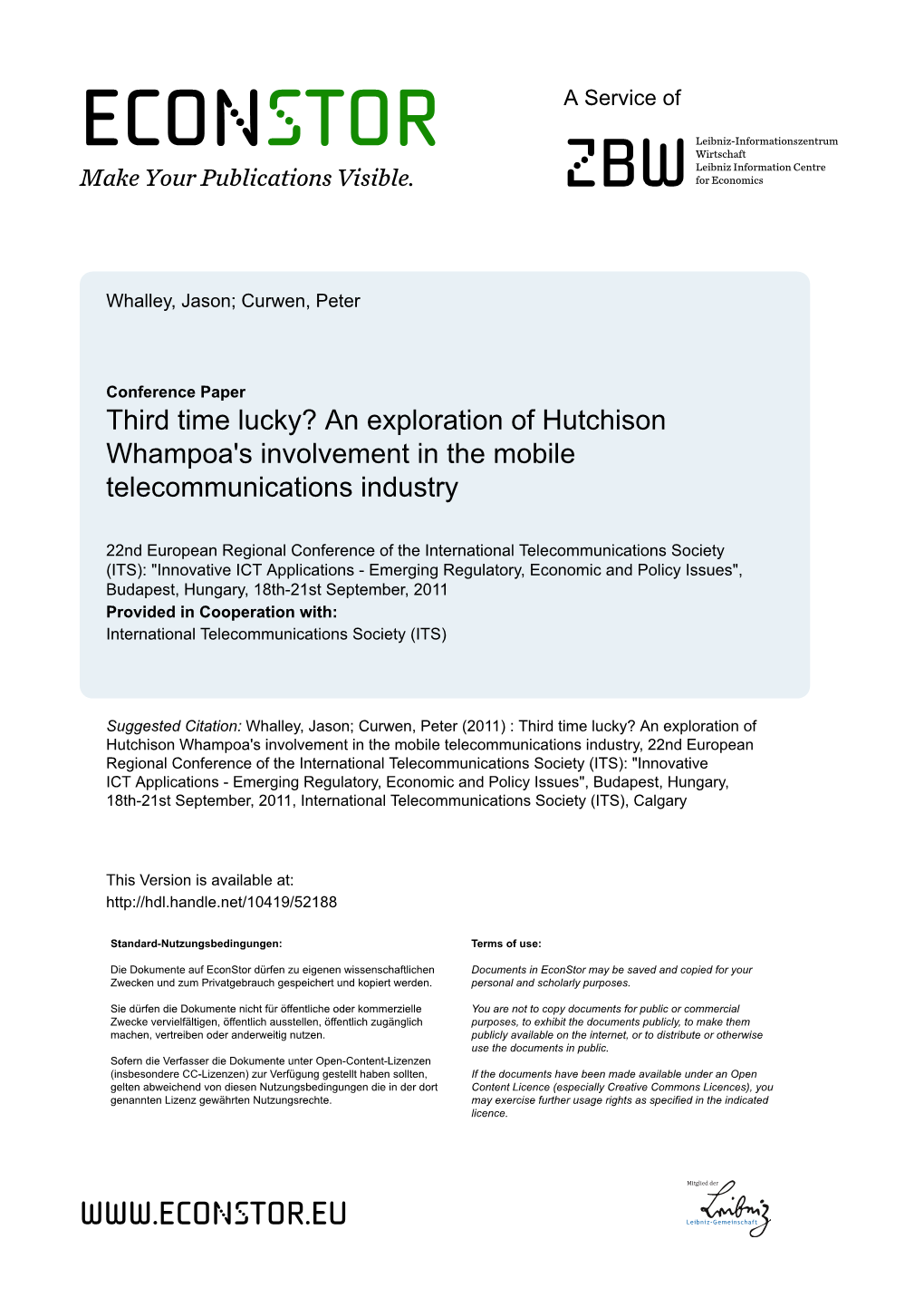 An Exploration of Hutchison Whampoa's Involvement in the Mobile Telecommunications Industry