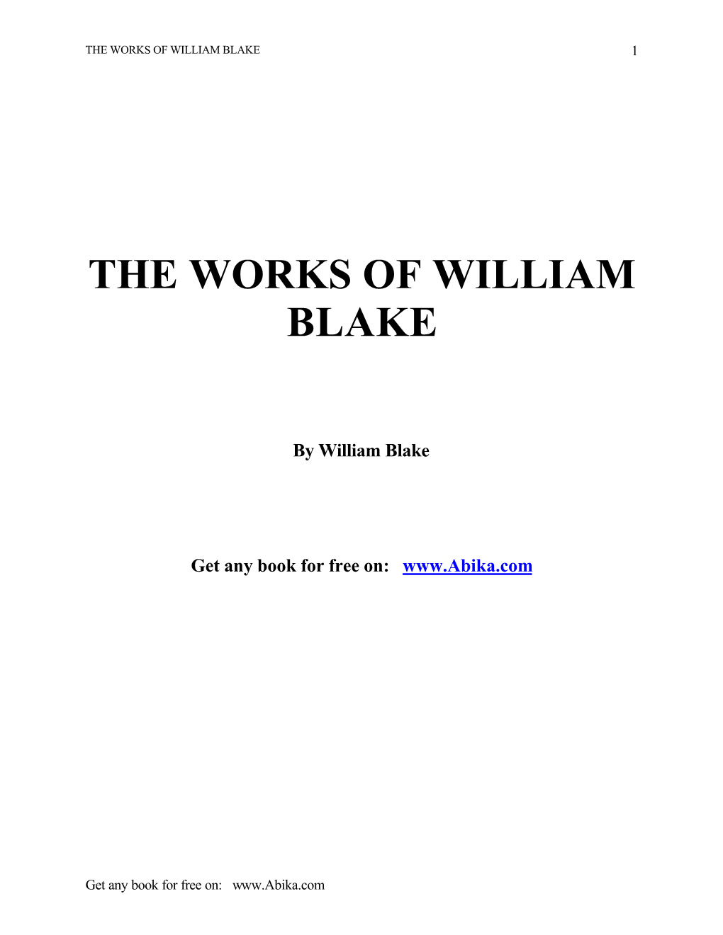 The Works of William Blake 1