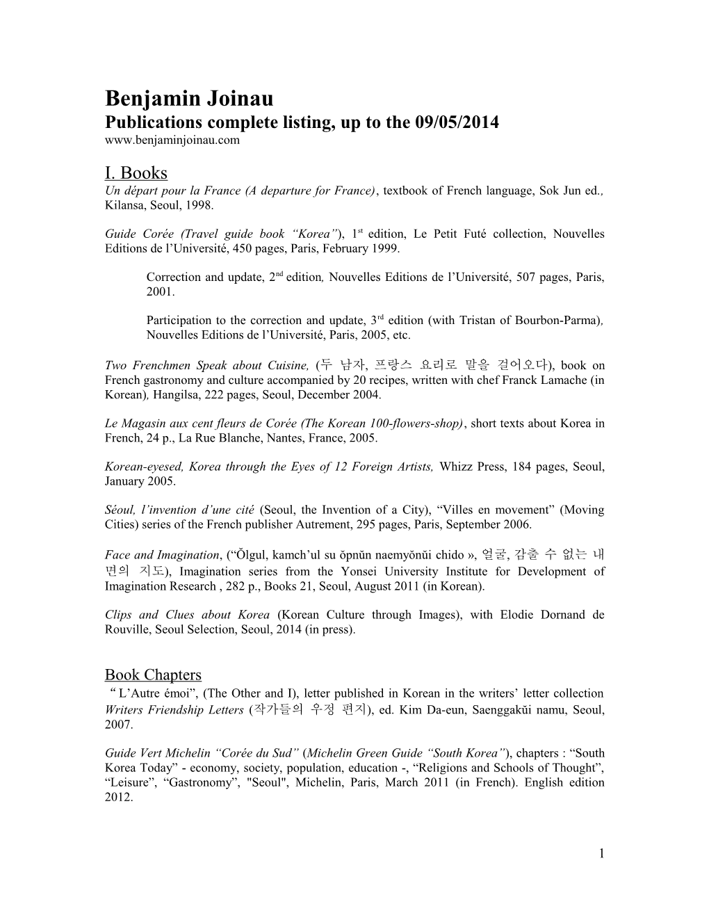 Publications Complete Listing, up to the 09/05/2014