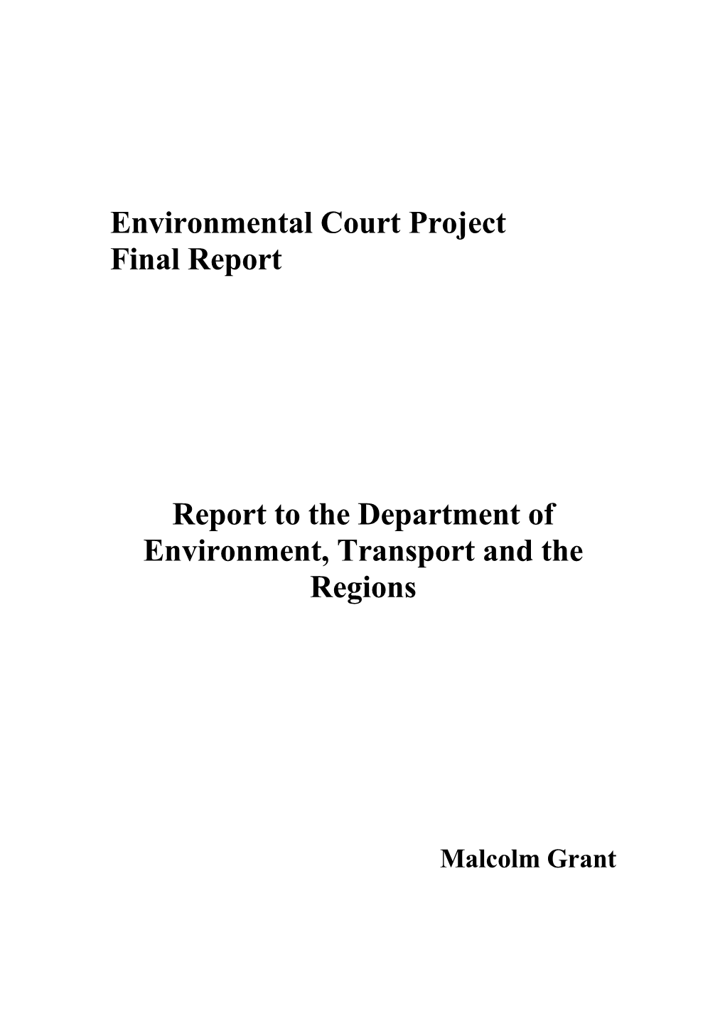 Environmental Court: Final Report