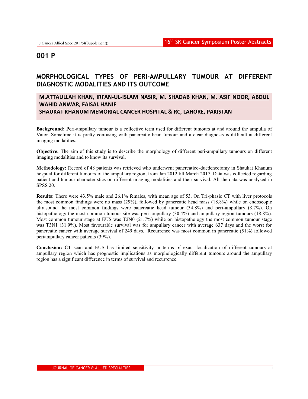 Morphological Types of Peri-Ampullary Tumour at Different Diagnostic Modalities and Its Outcome