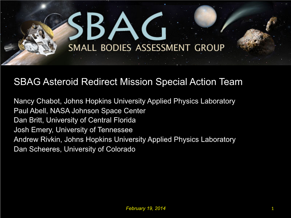 SBAG Asteroid Redirect Mission Special Action Team Presentation