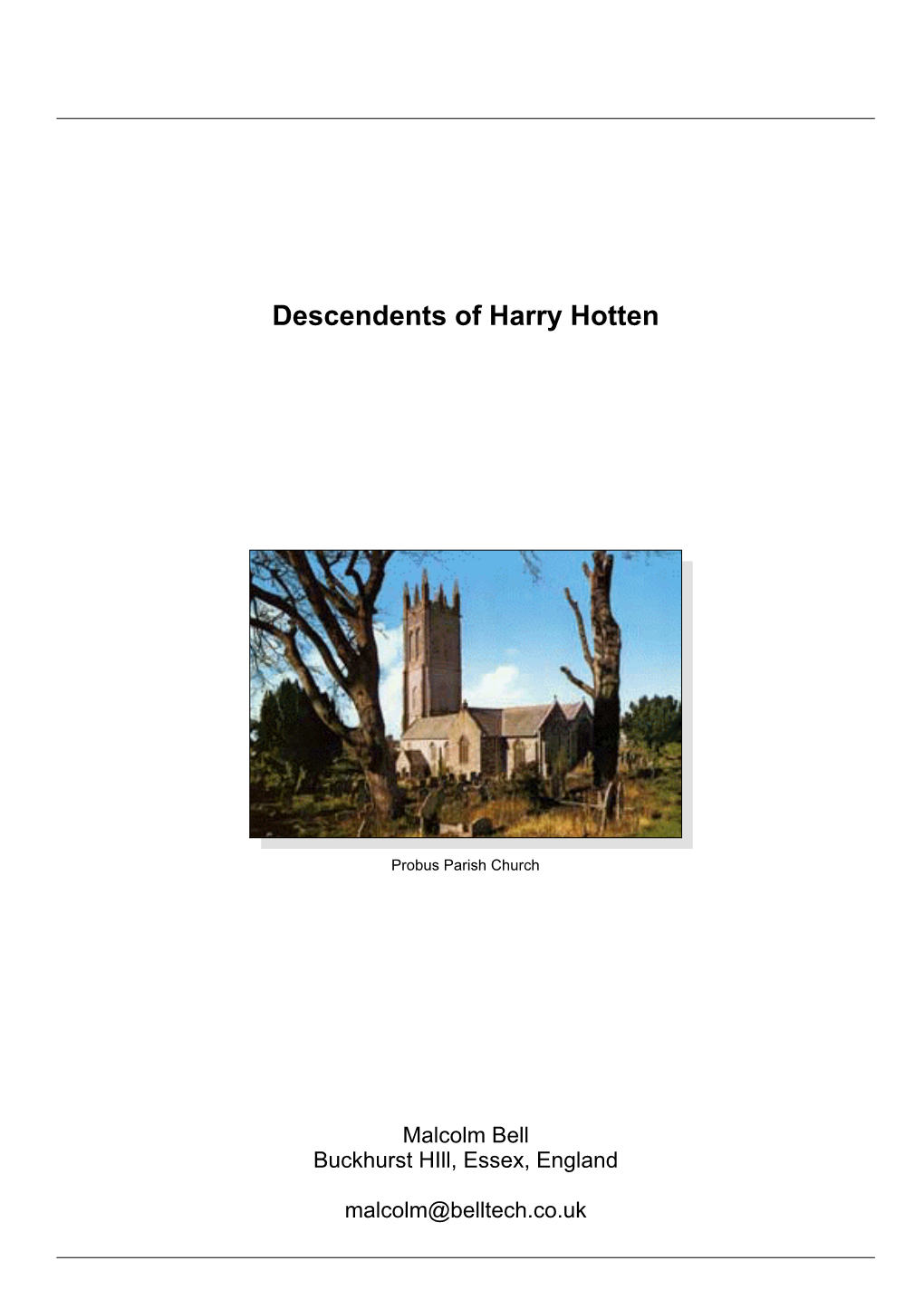 Descendents of Harry Hotten