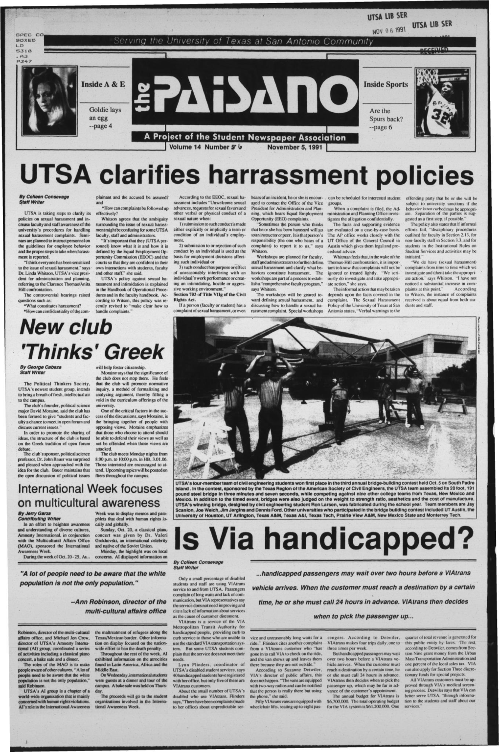 UTSA Clarifies Harrassment Policies