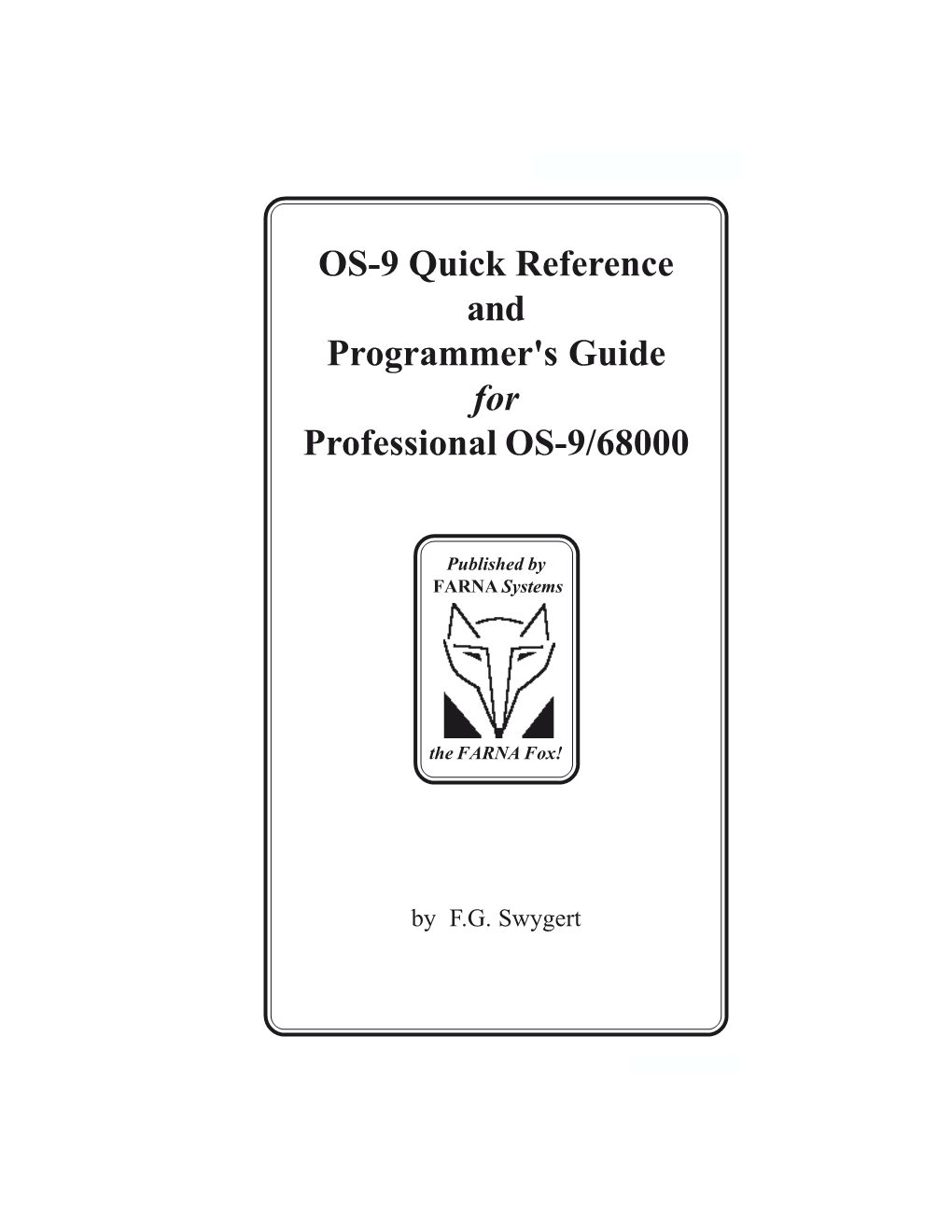 OS-9 Quick Reference and Programmer's Guide for Professional OS-9/68000