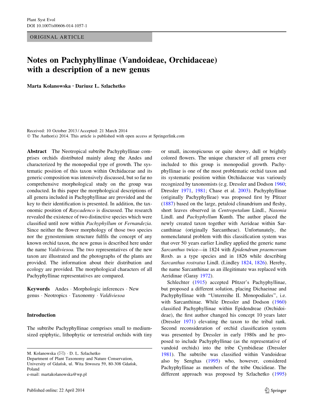 Notes on Pachyphyllinae (Vandoideae, Orchidaceae) with a Description of a New Genus