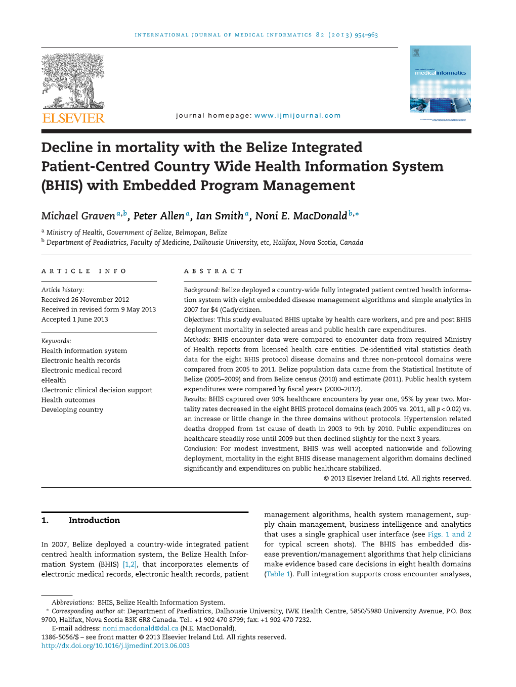 Decline in Mortality with the Belize Integrated Patient-Centred Country