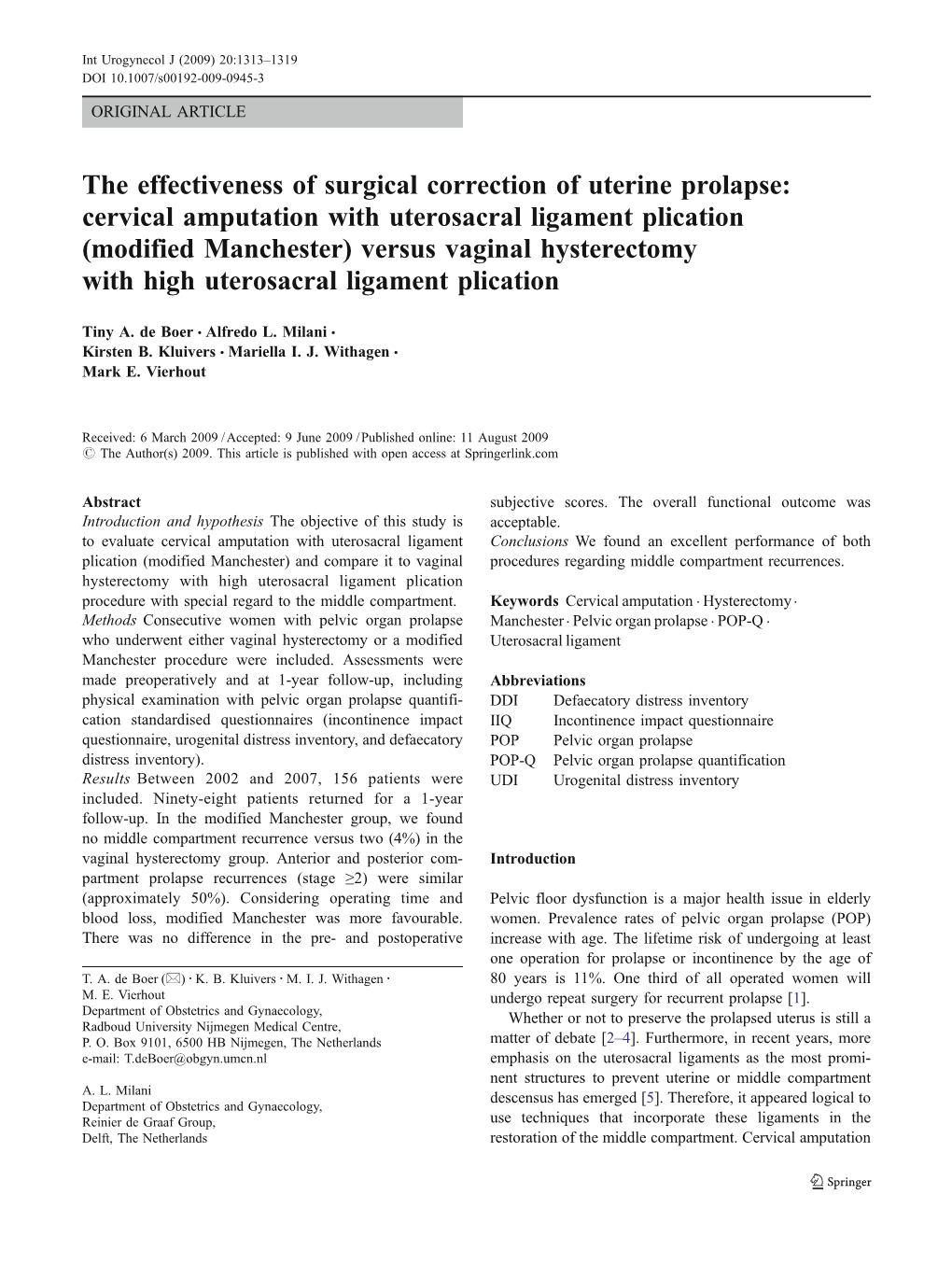The Effectiveness of Surgical Correction of Uterine