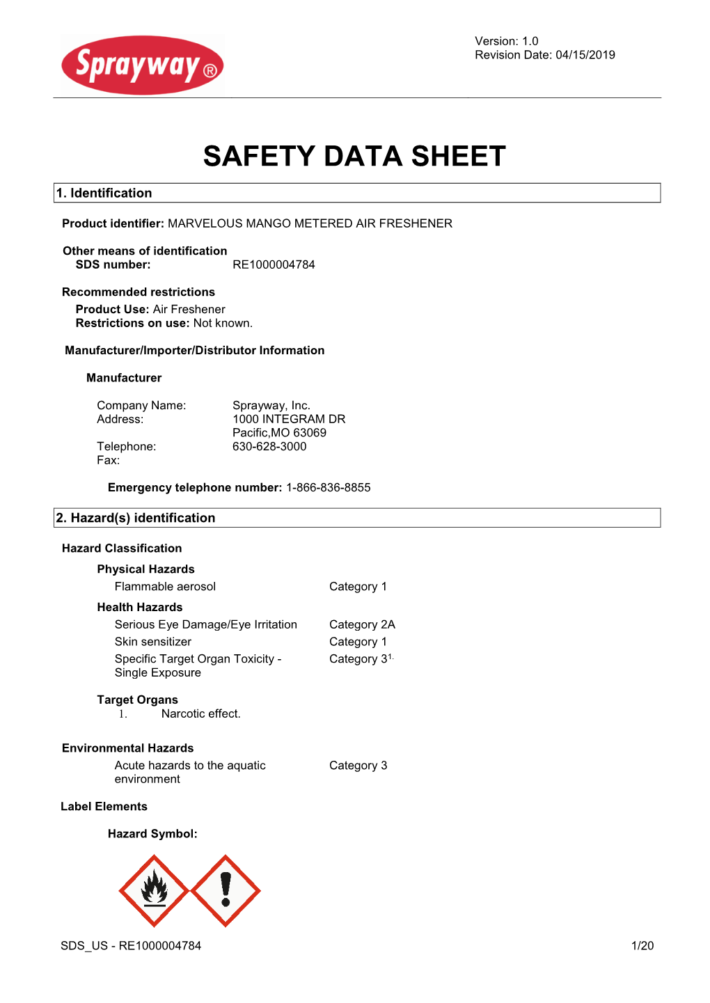 SW116 Safety Data Sheet