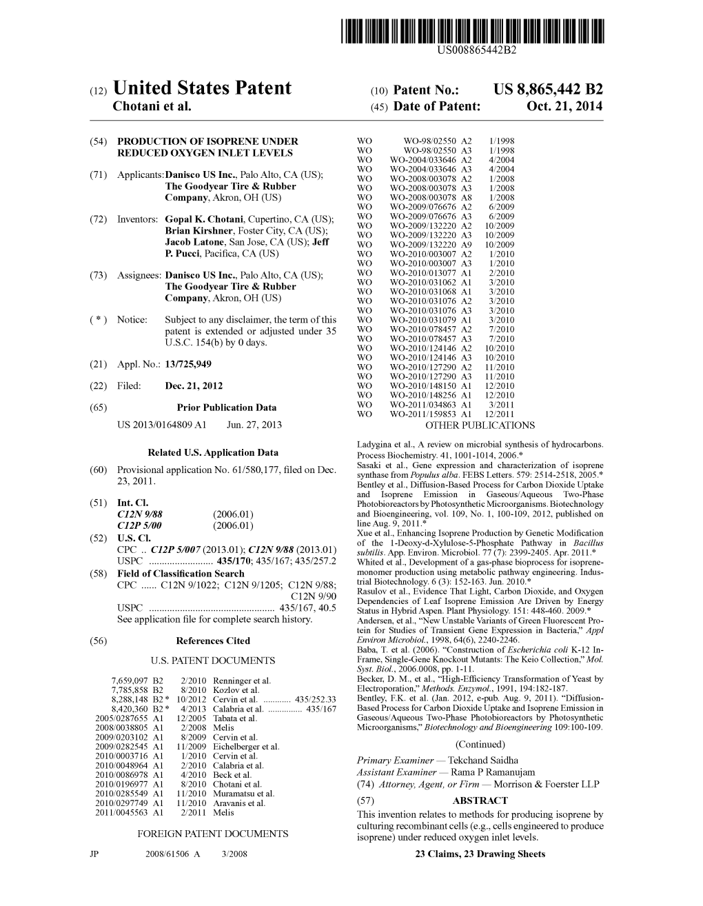 (12) United States Patent (10) Patent No.: US 8,865,442 B2