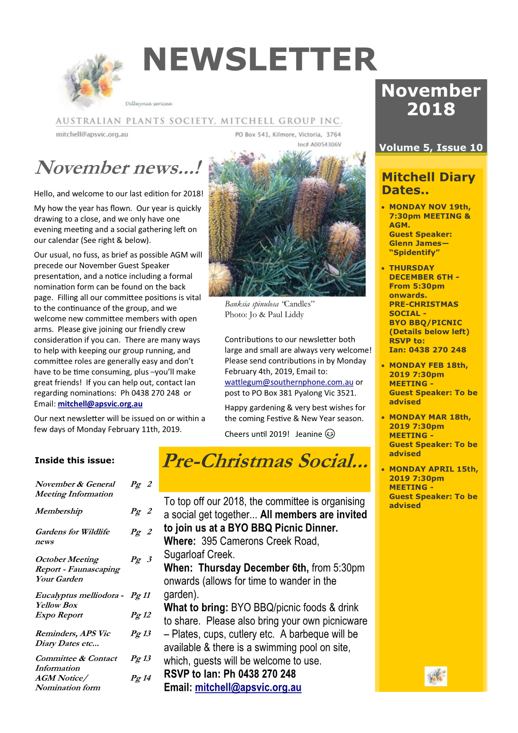 APS Mitchell Newsletter 2018 5.10 November