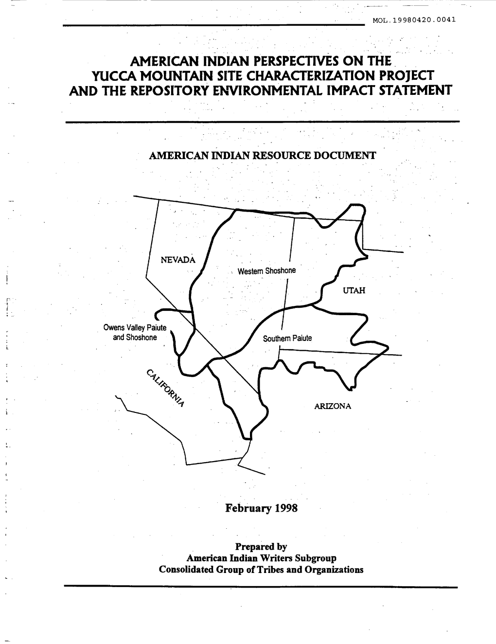 American Indian Perspectives on the Yucca Mountain Site Characterization Project and the Repository Environmental Impact Statement