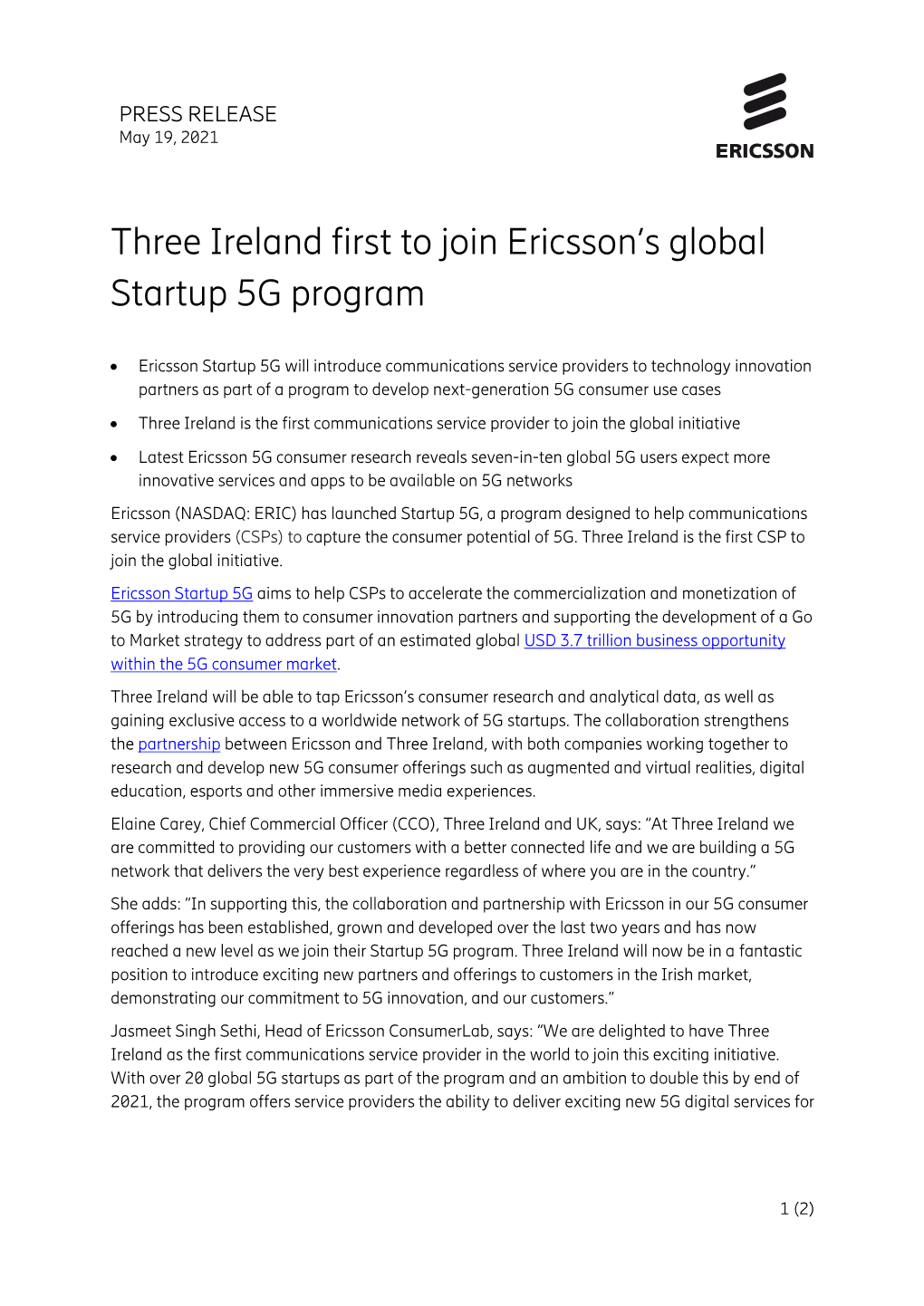 Press Release Ericsson