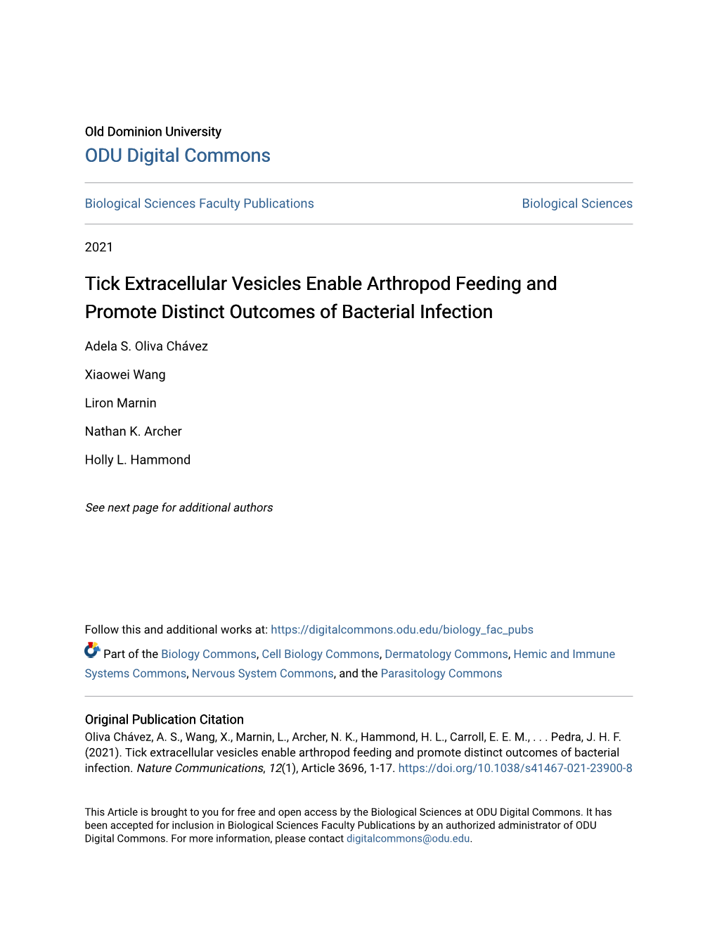 Tick Extracellular Vesicles Enable Arthropod Feeding and Promote Distinct Outcomes of Bacterial Infection