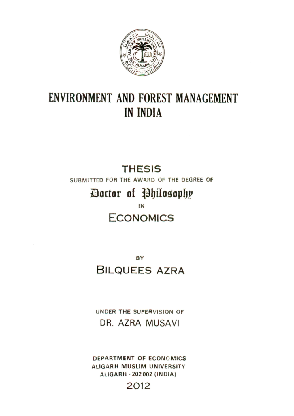 Environment and Forest Management in India