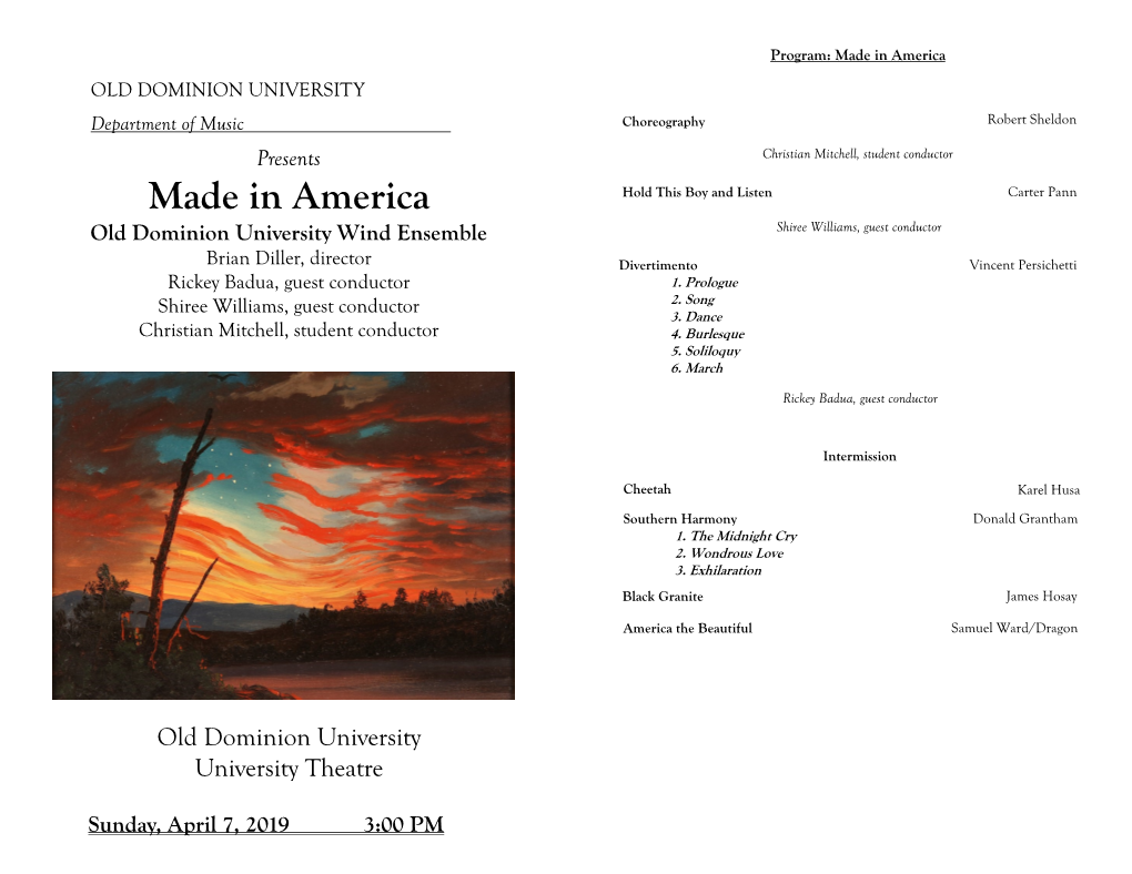 Old Dominion University Wind Ensemble: Made in America